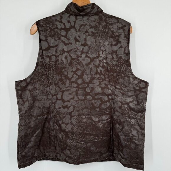 Chico's 3 Women's Vest Size XL Brown Animal Print Full Zip Sleeveless pockets - Picture 7 of 9